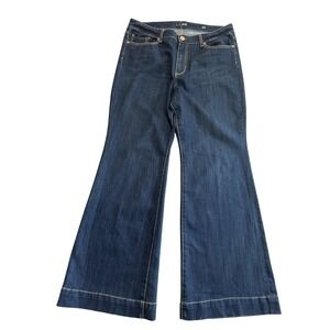 Seven7 Womens Wide Leg Flare Jeans Dark Wash Studded Embroidered Size 16